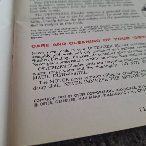 Osterizer Blender Spin Cook Book 8 10 Speeds Tips Recipes Care Cleaning Manual - Picture 4 of 8